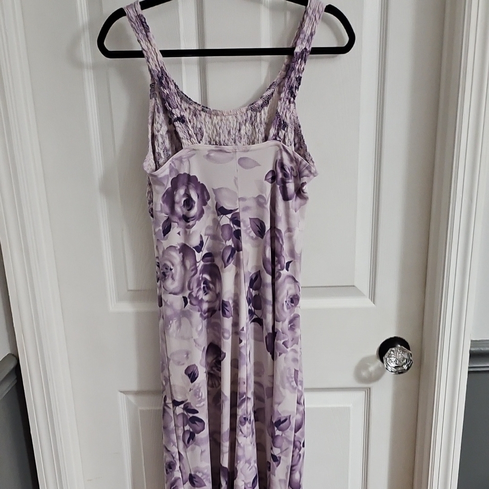 Floral Purple Sleeveless Dress - Picture 3 of 14
